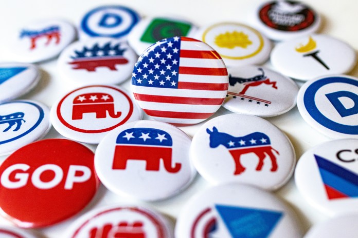 Buttons for political options in the 2026 Midterm Elections